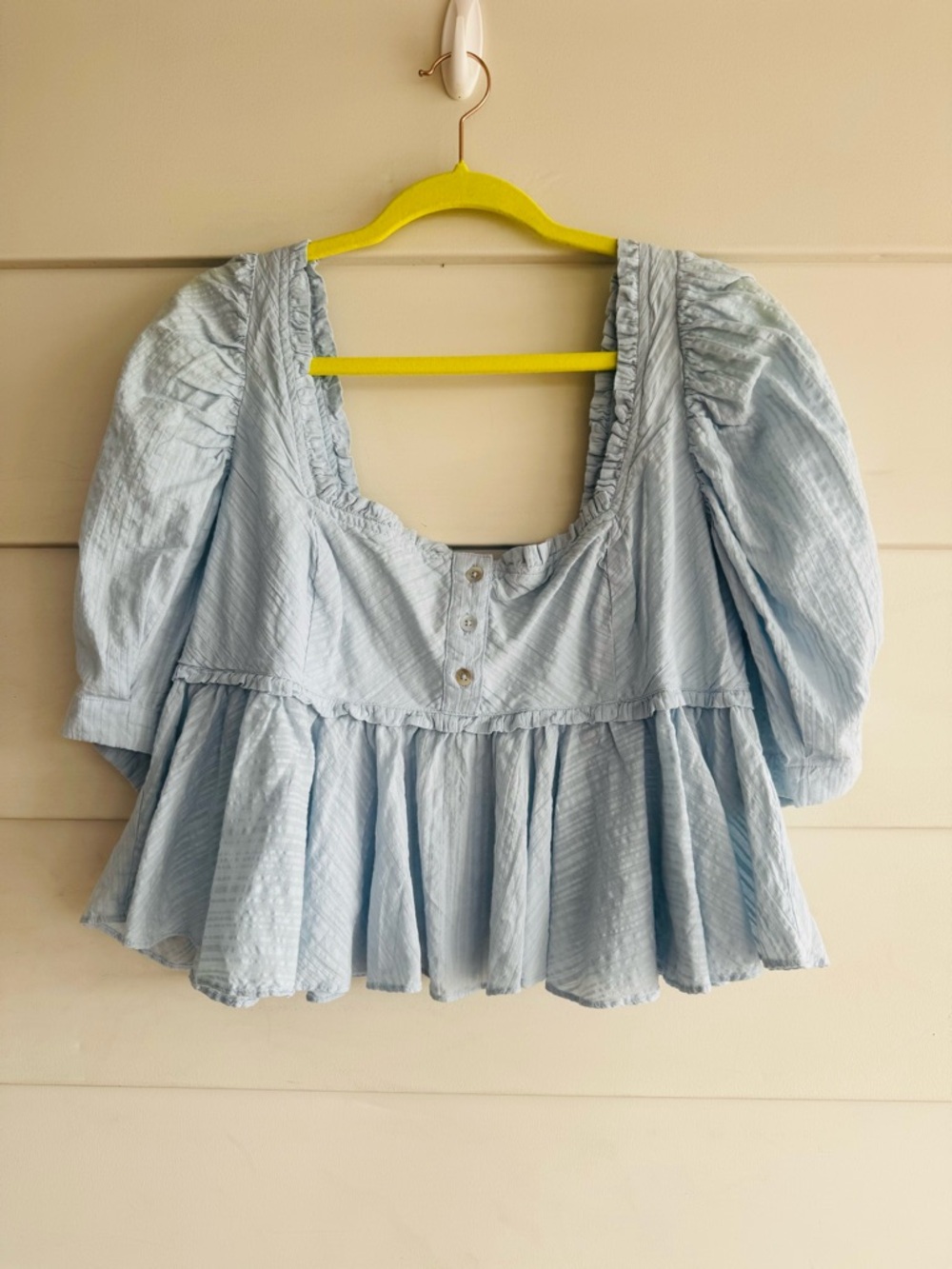 Free People Leave it to me Light Blue Peplum Top M